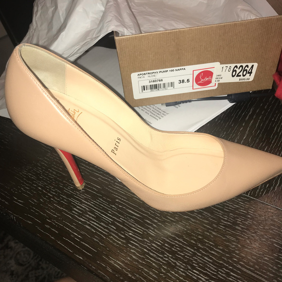 Louboutin beige heels: Apostrophy pump 100 NAPPA - Picture 2 of 6